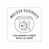 Goudvis in een Vis Kom Adres Rubberstempel (Afrduk)