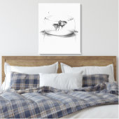 Goudvis in kom en water Potlood tekening kunst Canvas Afdruk (Insitu (Slaapkamer))