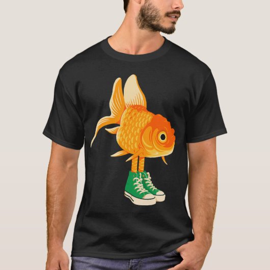 Goudvis in sneakers t-shirt (Voorkant)