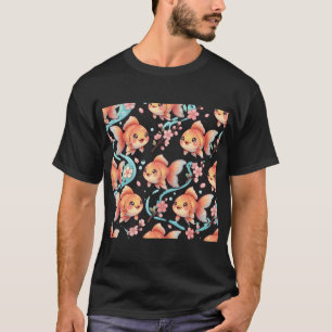 Goudvis Kersenbloesem Kawaii Oranje T-shirt