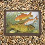 goudvis Koi Fish, Marine Zee Life Drievoud Portemonnee<br><div class="desc">illustratie van het ontwerp van zeedieren. Koi Goldfish zwemt in een vijver of meer met kelp,  zeewier en algen.</div>