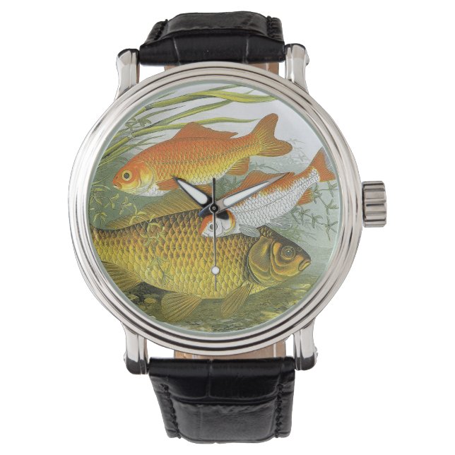  goudvis Koi vis, mariene aquatisch Zee leven Horloge (Voorkant)