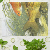 goudvis Koi vis, mariene aquatisch Zee leven Theedoek (Gevouwen)