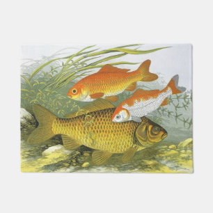 Goudvis Koi Vis, Vintage Mariene Aquatische Zeelev Deurmat