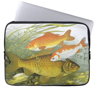 Goudvis Koi Vis, Vintage Mariene Aquatische Zeelev Laptop Sleeve