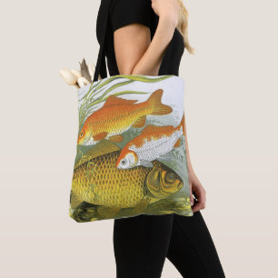 Goudvis Koi Vissen, Antieke Zee Aquatisch Zeeleven Tote Bag