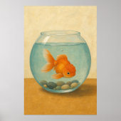 Goudvis Kom Waterverf Whimsical Kunst Poster (Voorkant)