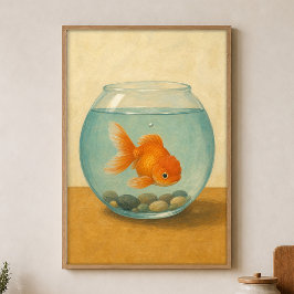 Goudvis Kom Waterverf Whimsical Kunst Poster