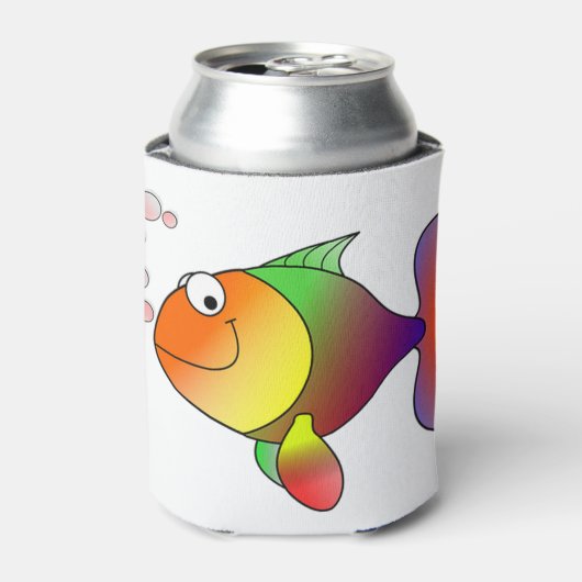 goudvis lachende cartoon blikjeskoeler (Blikje Voorkant)