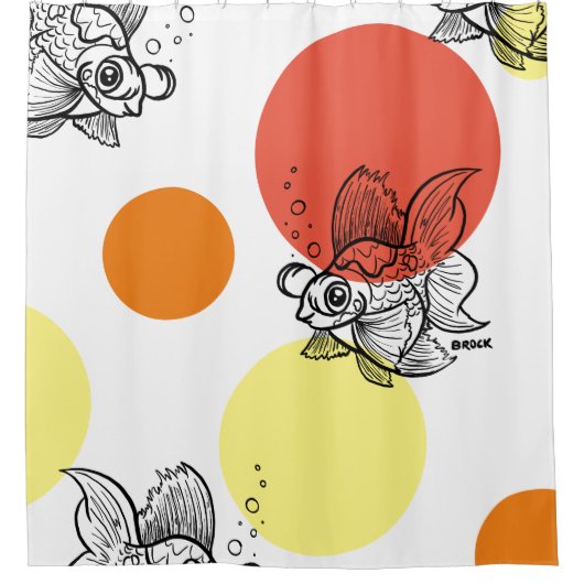 goudvis met borrelende ogen douchegordijn (Voorkant)