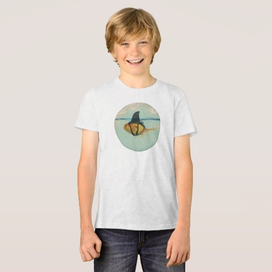 Goudvis met een haaienstaart Tri-Blend shirt (Voorkant volledig)
