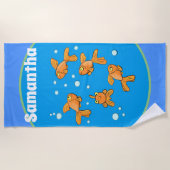 Goudvis met zeepbellen cartoon strandlaken (Voorkant)