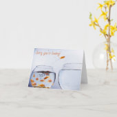 Goudvis ontsnapt uit gevouwen Wenskaart Kaart (Gele Bloem)