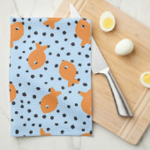 Goudvis ontwerp oranje en blauw theedoek (Quarter Fold)