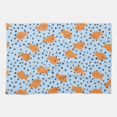 Goudvis ontwerp oranje en blauw theedoek (Horizontaal)