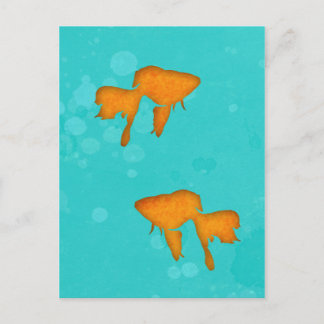 Goudvis oranje silhouettes in turkooiswater briefkaart