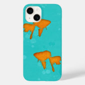 Goudvis oranje silhouettes in turkooiswater Case-Mate iPhone case (Achterkant)