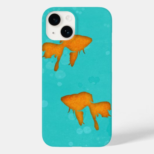 Goudvis oranje silhouettes in turkooiswater Case-Mate iPhone case (Achterkant)