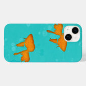 Goudvis oranje silhouettes in turkooiswater Case-Mate iPhone case (Achterkant (horizontaal))