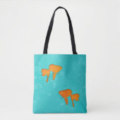 Goudvis oranje silhouettes in turkooiswater tote bag (Voorkant)