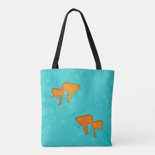 Goudvis oranje silhouettes in turkooiswater tote bag (Achterkant)