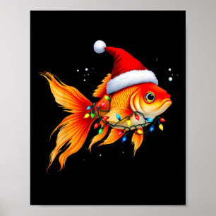 Goudvis Santa Hat Lights Kerst Schattige Xmas Paja Poster
