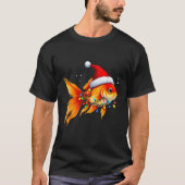 Goudvis Santa Hat Lights Kerst Schattige Xmas Paja T-shirt (Voorkant)