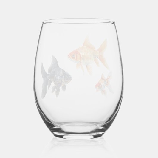 Goudvis Schattige Vis Grappig Wijnglas Zonder Voet (Achterkant)