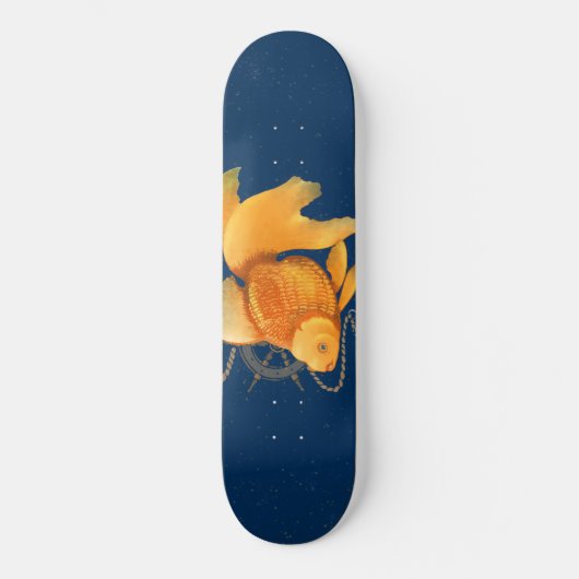 Goudvis Schip Stuurwiel Zeevaart Skateboard Deck (Voorkant)