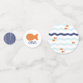 Goudvis Verjaardag Blauw Sinaasappel Witte Confett Confetti (Voorkanten)