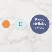 Goudvis Verjaardag Blauw Sinaasappel Witte Confett Confetti (Achterkanten)