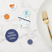 Goudvis Verjaardag Blauw Sinaasappel Witte Confett Confetti (Groep)