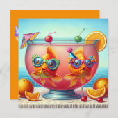 Goudvis verjaardagsfeestje kaart (Voorkant / Achterkant)