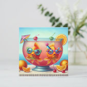 Goudvis verjaardagsfeestje kaart (Staand voorkant)