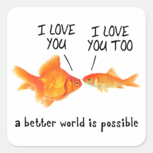 Goudvis verliefd Ik hart Je Vierkante Sticker