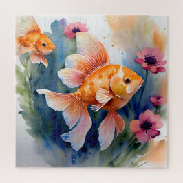Goudvis Waterverf Bloemen Legpuzzel