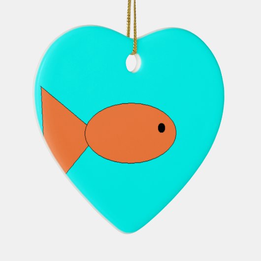 goudvis zwemt in de oceaan , kunst voor kinderen : keramisch ornament (Rechts)