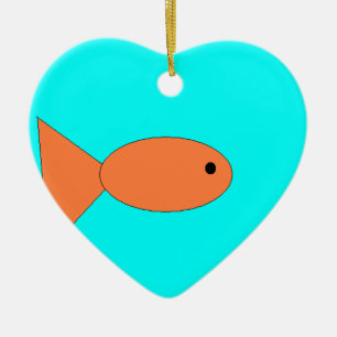 goudvis zwemt in de oceaan , kunst voor kinderen : keramisch ornament