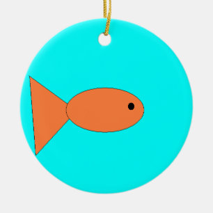 goudvis zwemt in de oceaan , kunst voor kinderen : keramisch ornament
