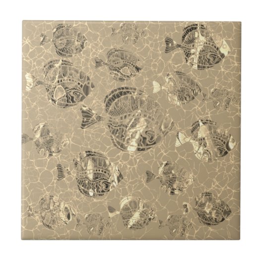 Goudviskeramische Tegel Tegeltje (Voorkant)