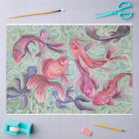goudvisschilderij tissuepapier (Craft)