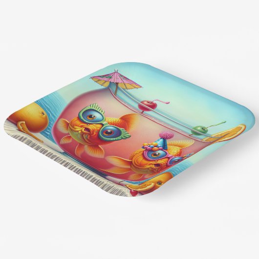 Goudvissen in Partij Punch Bowl Papieren Bordje (Gebogen)