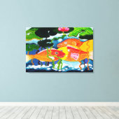 Goudvissen vijver canvas afdruk (Insitu (Houten vloer))