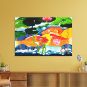 Goudvissen vijver canvas afdruk (Insitu (Woonkamer))