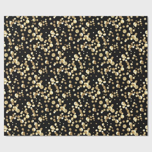 goudvlek, zwart en goud, glitter, confetti cadeaupapier (Vlak)