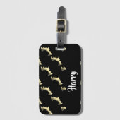 Goudvlekken op zwart bagagelabel (Voorkant (verticaal))