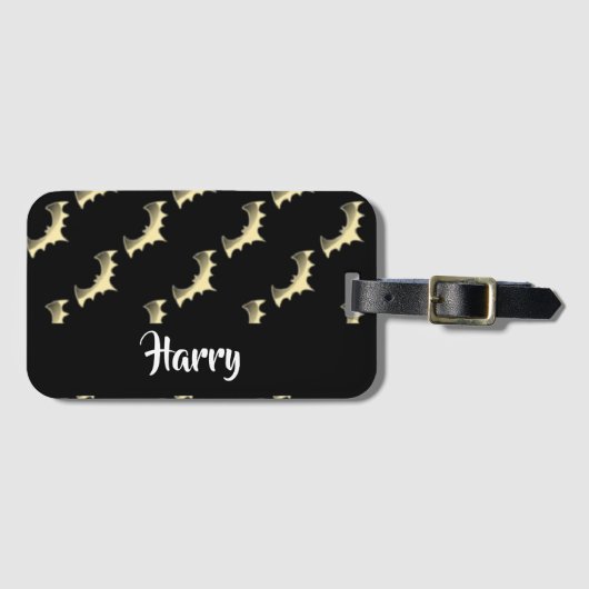 Goudvlekken op zwart bagagelabel (Voorkant (horizontaal))