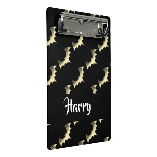 Goudvlekken op zwart mini klembord (Schuin)