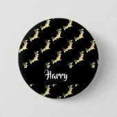 Goudvlekken op zwart ronde button 5,7 cm (Voorkant)