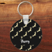 Goudvlekken op zwart sleutelhanger (Voorkant)